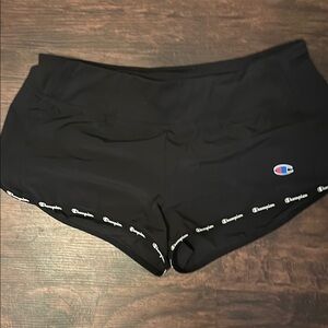 Champion Black Shorts with Blue and Red Logo